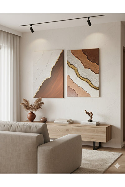 ArTiz Home Dokulu Alçı Tablo El Yapımı Tablo 3 Boyutlu Tablo(Karşı Kıyılar)