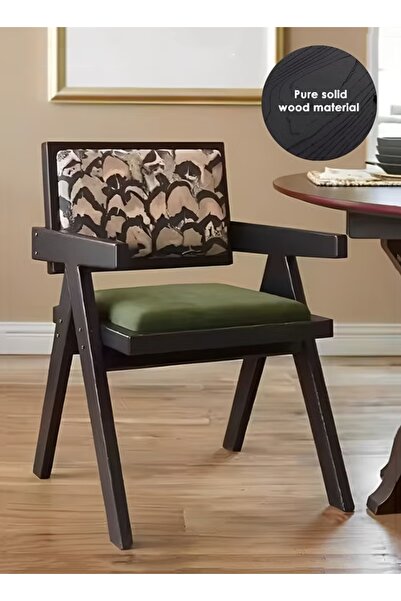 Generic Mid Century Modern Accent Chair Solid Wood Frame Armchair for Home Office Living Room Dining Room