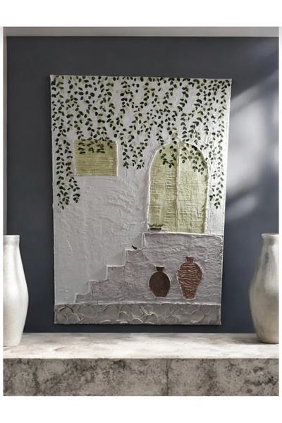 ArTiz Home Dokulu Tablo El Yapımı Tablo 3 Boyutlu Kabartma Tablo(Sessiz Avlu)