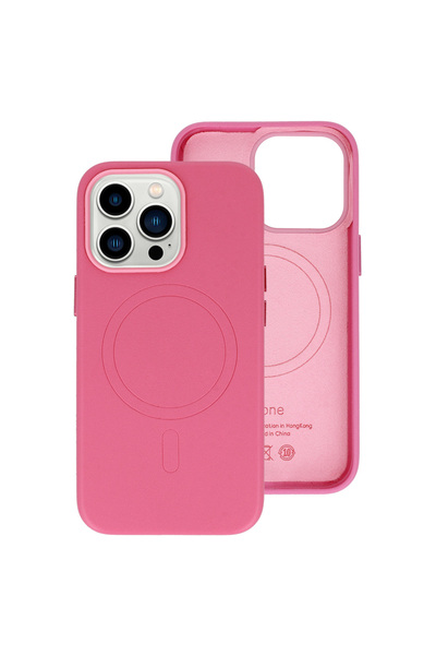 VestGsm Husa piele MagSafe iPhone 15 roz