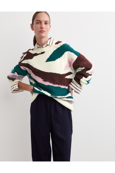 Marks & Spencer Yün & Kaşmir Karışımlı Dokulu Püsküllü Kazak