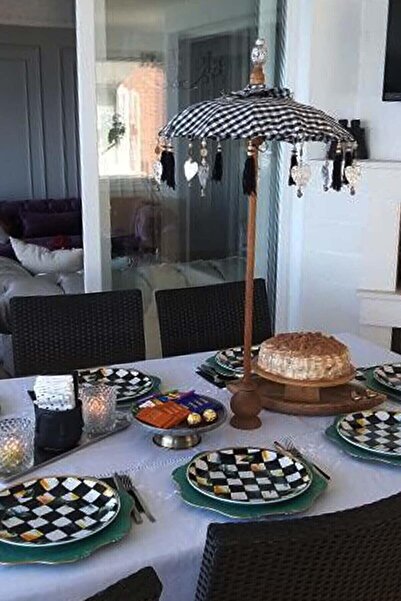 ozbience Yeşil Ahşap Ayaklı Bali Şemsiyesi, Dekoratif ve Şık 80 Cm