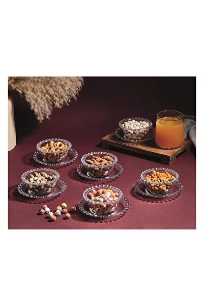 3333 12 Parça 6 Kişilik Boncuklu Çerezlik Sosluk Reçellik Sunumluk Kahvaltılı...