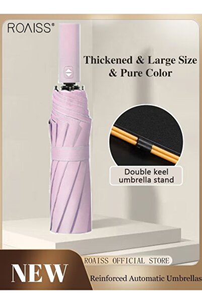 ROAISS مظلة أوتوماتيكية بالكامل للجنسين، مقاومة للمطر والشمس، مزدوجة الاستخدام، كبيرة الحجم، معززة، سميكة، قابلة للحمل، قوسية