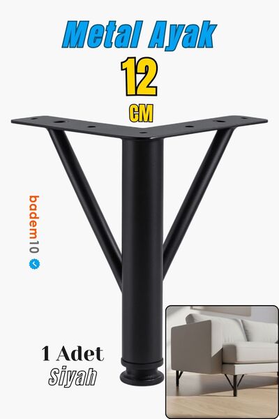 Badem10 Triangle 12cm Black Metal Furniture Leg Modern Armchair Sofa Durable Tv Unit Leg Feet