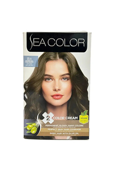 Sea Color مجموعة صبغة شعر دائمة للحصول على لون لامع دائم 185 مل - 8.11 أشقر فاتح رمادي مكثف