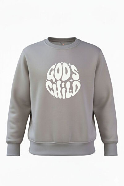 WİDİ God's Child Script cu imprimeu bumbac 100% Regular Fit guler rotund Hanorac de iarnă cu bumbac 100% fire