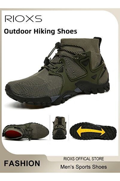 RIOXS Men's Sports Shoes, Breathable Athletic Sneakers Hiking Shoes, Non-Slip Trekking Shoes for Men, Outd