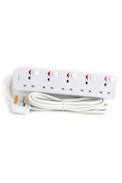 Terminatör Terminator 5 Way UK Power Extension Socket With Individual Switche...