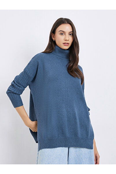 Take Two By Styli Solid Turtle Neck Long Sleeve Oversized Sweater