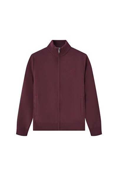 Giordano Men's Regular Fit Texture Stitch Mock Neck Full Zip Cardigan