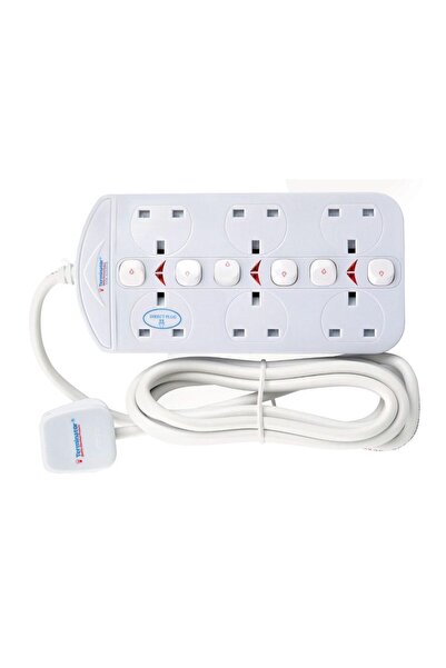 Terminatör 6 Way Double Side UK Power Extension Socket With Individual Switch...