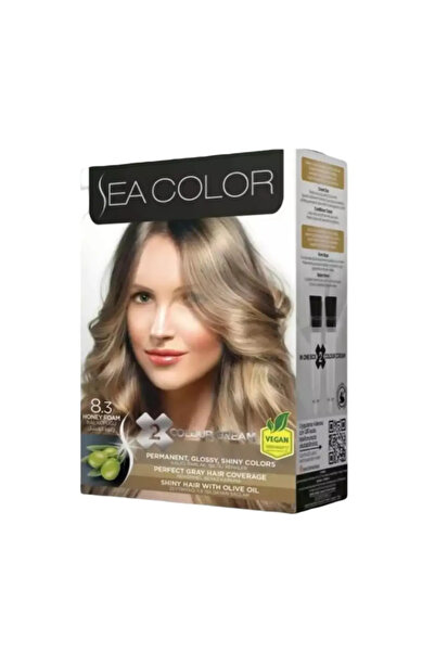 Sea Color صبغة شعر دائمة لشعر لامع وتغطية مثالية للشعر الأبيض - 8.3 رغوة العسل
