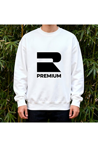 CozyhomeVIP Modern Minimalist PREMIUM Letter Print Sweatshirt for Men, White, Simple Style