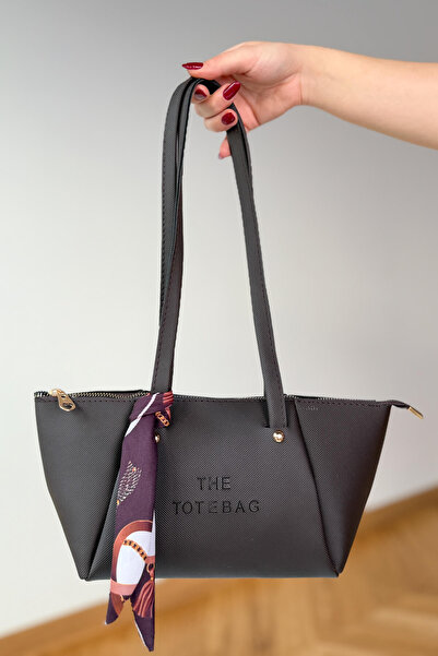 Cappmoda ÇNT-3041 Acı Kahve Fularlı Deri Görünümlü Omuz Çantası