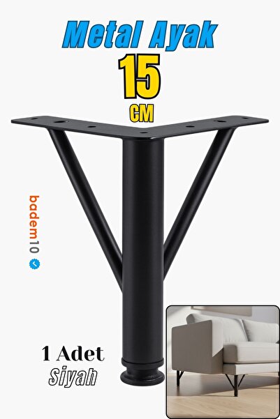Badem10 Triangle 15cm Black Metal Furniture Leg Modern Armchair Sofa Durable Tv Unit Leg Feet