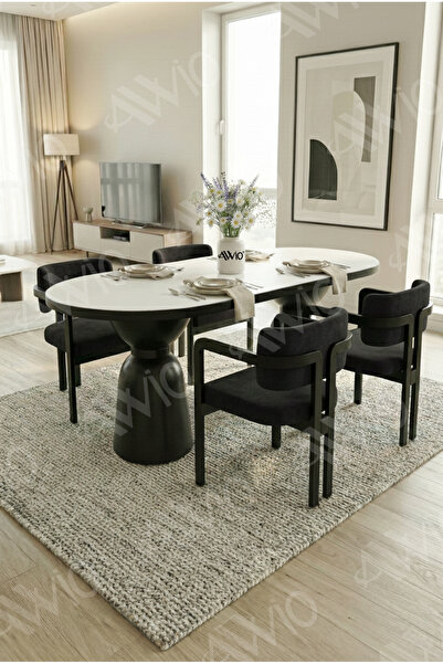 AVVİO Bolivya Serisi Vazo Ayak Bohem 4 'lü Metal Tokyo Demonte Sandalye 80x14...