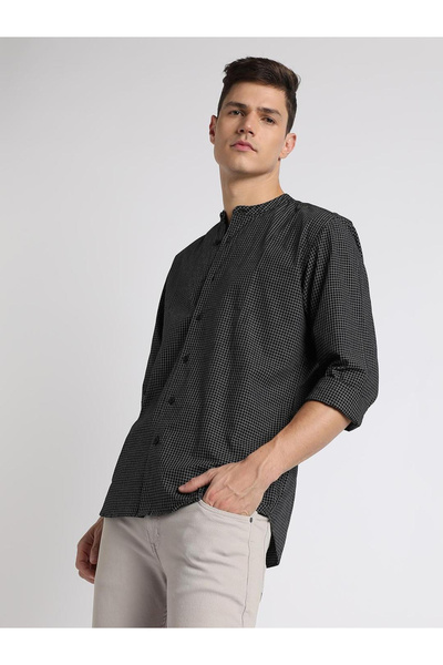 Dennis Lingo By Styli Men Slim Fit Geometric Printed Pure Cotton Shirt