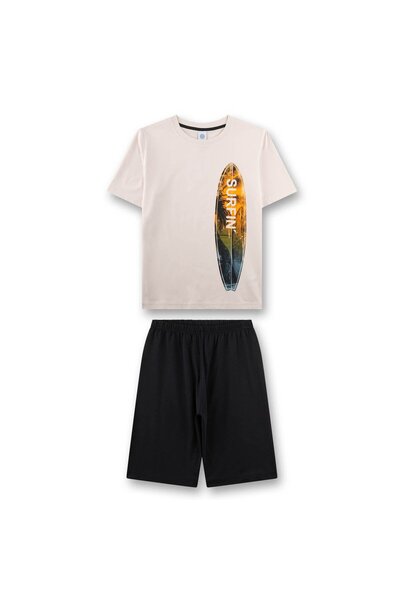 Sanetta Jungen Schlafanzug, kurz - Teens, Surfin, Pyjama, Single Jersey, Baum...