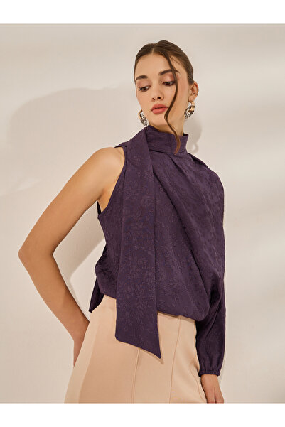 Styli Purple One Sleeve Asymmetric Top