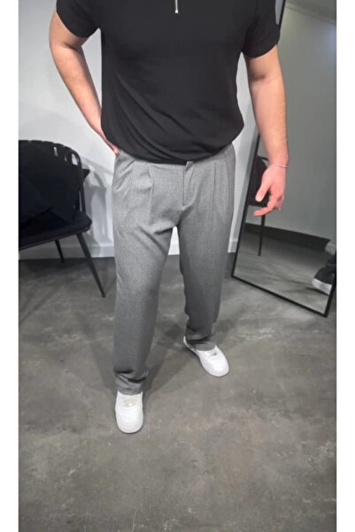 Butik بنطلون فضفاض من القماش مطوي للرجال