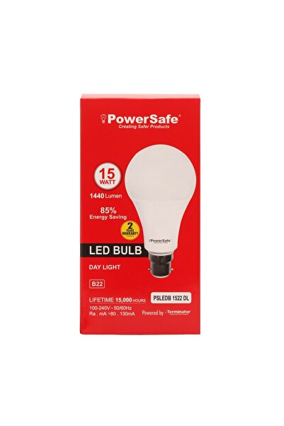 POWER SAFE مصباح LED بقوة 15 واط، ضوء نهاري، قاعدة B22