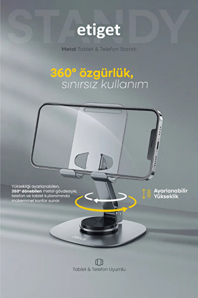 Etiget حامل معدني للأجهزة اللوحية والهواتف - 360 °   حامل فاخر مع ارتفاع قابل...