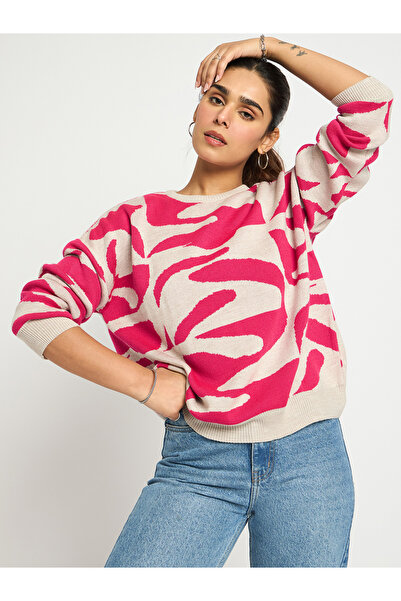 Femmella By Styli Women Abstract Print Knit Sweater