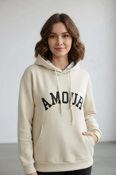 Yağmur Butik Суитшърт с качулка и кенгуру джоб