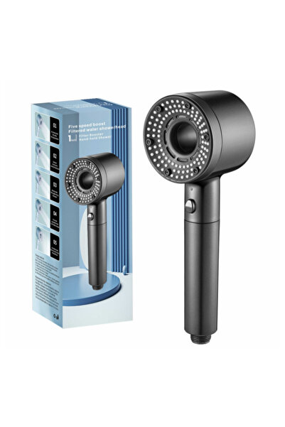 TodayShop Cap de duș reglabil de înaltă presiune cu filtru, 5 moduri de pulve...