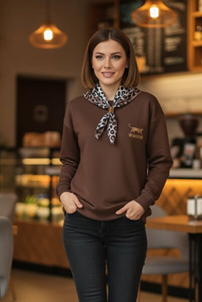 Yağmur Butik Guler brodat cu imprimeu leopard și detaliu eșarfă