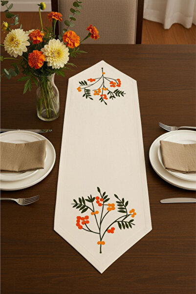 Teksev مفرش طاولة كوكينا من الكتان مطرز بتصميم مثلث قابل للغسل لطاولة المطبخ وطاولة القهوة وطاولة الطعام