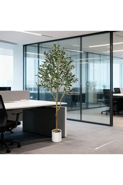 SCHENKERO شجرة زيتون اصطناعية نابضة بالحياة، بارتفاع 120 سم مع أغصان وثمار وا...