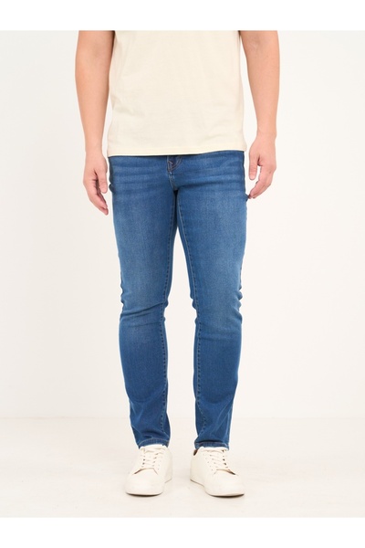 KVL by KENVELO Blugi barbat slim cu aspect usor decolorat