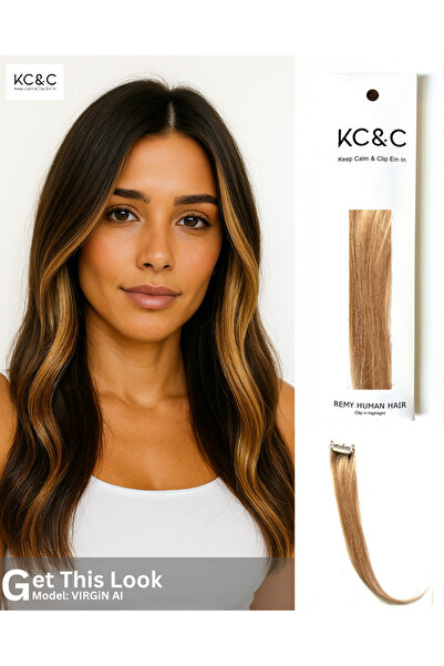 keep calm & Clip Em In Sun kissed Hair Naturally - Remy Extension Clip-In - 4...