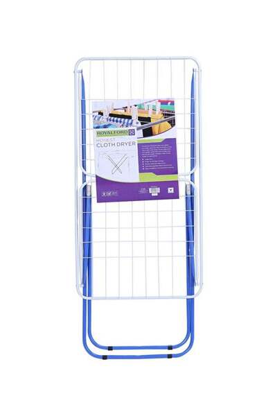 ROYALFORD Versatile Multipurpose Adjustable Foldable Large Cloth Airer White/Blue Border 180x55x105c