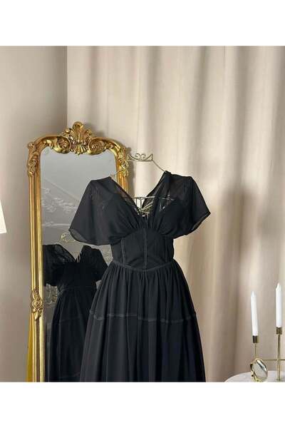 vanus fashion فستان كسرات ميدي ( 2 لونين ) 4303