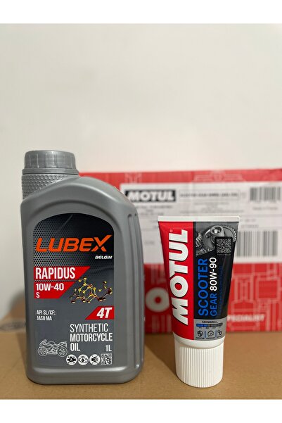Lubex Rapidus 10w-40 Sentetik Motosiklet Motor Yağı 1 LT Ve 80w-90 Scooter Şa...