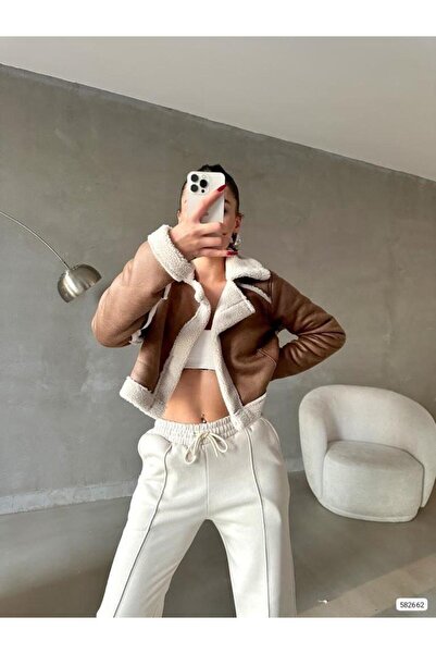 Modafeminen Jachetă cu buzunar cu fermoar cu detalii de pluș 582662 MARO