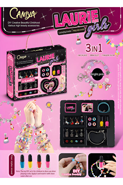 DAT مجموعة كانيا لوري لصنع المجوهرات للبنات، تتضمن خرزًا وطلاء أظافر، طقم 3 ف...