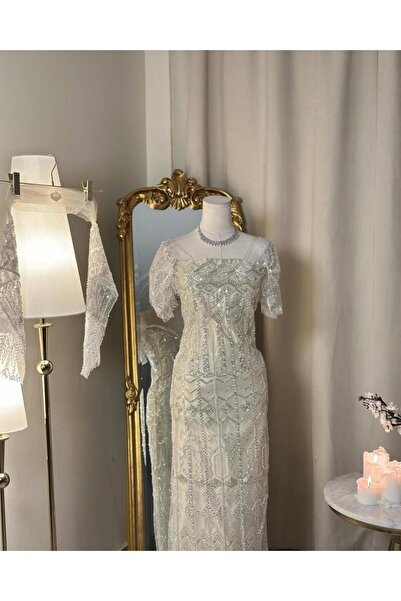 vanus fashion 5727 -فستان اوف وايت فاخر بإطلالة ملكية متألقة