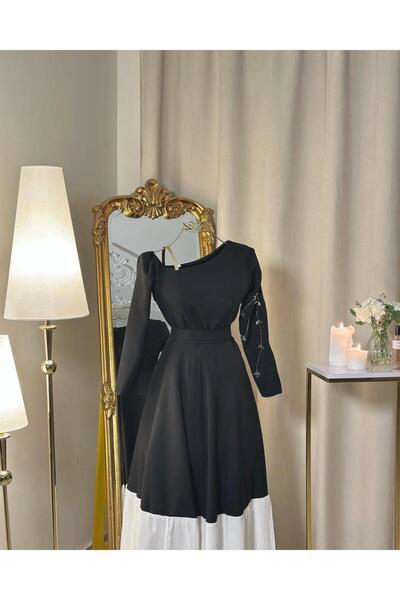 vanus fashion 5643 -فستان ميدي بلمسة فريدة (لونين)