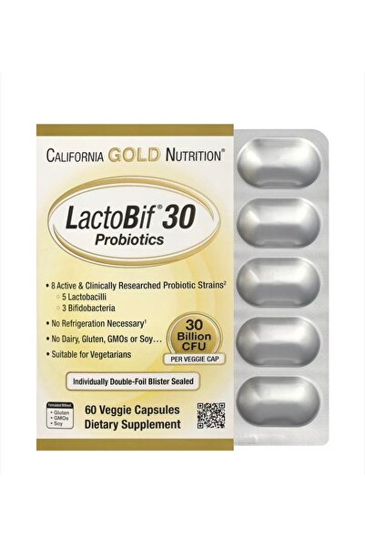 California Gold Nutrition California Gold Lactobif 30 Probiotics 60 Veg Capsules