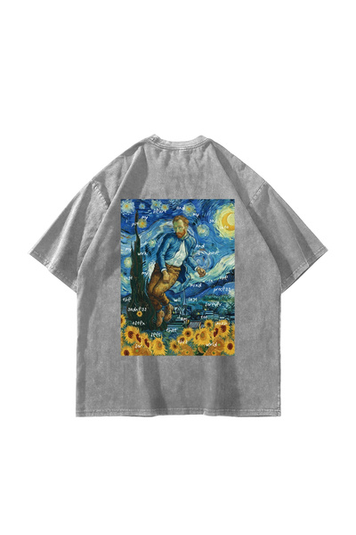 Bak Moda Vincent's World cu imprimeu supradimensionat Unisex Lavabil Alb tricou