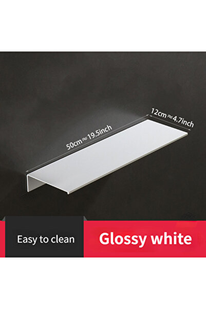 Choice4 Glossy-50cm-10kgLoad No Drilling Storage Rack Wall Shower Wall Shelf Kitchen White Finish for Modern
