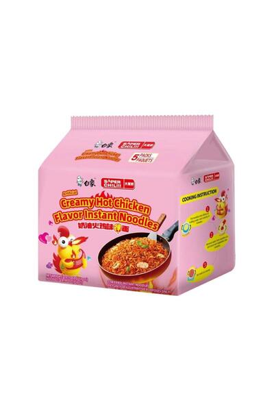 BAIXIANG Kremalı Tavuk Aromalı Erişte *5 ( CREAMY HOT CHICKEN Flavor Instant Noodle *5 ) – 560g