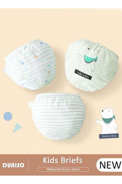 DOMEET 3-Pack Children's Cotton Briefs - Breathable Soft Underpants with Elastic Waistband