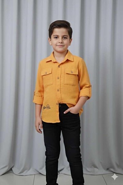 Mixlife Kids Mixlife Boys' 2-Piece Set with Muslin Shirt and Jeans.