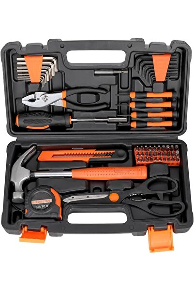 Beauenty طقم أدوات منزلية مكون من 57 قطعة مع علبة بلاستيكية، مطرقة، مفكات برا...