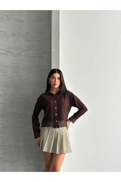 moda src New Season Lace Detailed Stylish Women's Blouse
